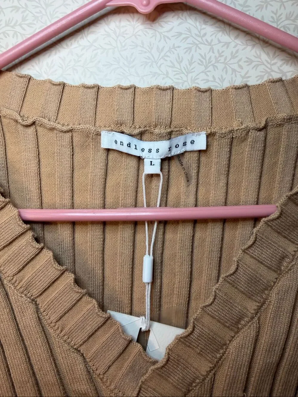 NWT Anthropologie Endless Rose long sleeve, ruffled, and ribbed cropped sweater